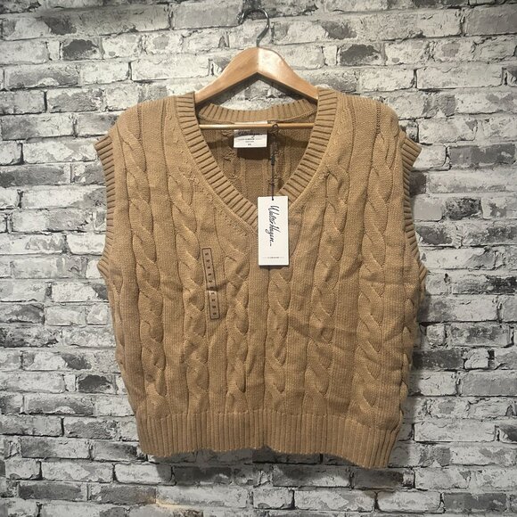 NWT Walter Hagen Women's Clubhouse Sweater Vest Size XXL (WGH11516) Tan - Picture 1 of 14